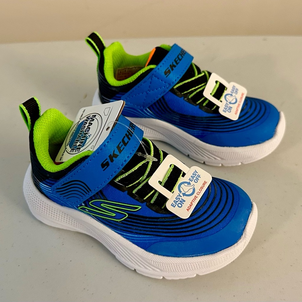 COPY - Skechers Microspec Advance Boy's Toddler Sneaker Blue/Lime, Size 6